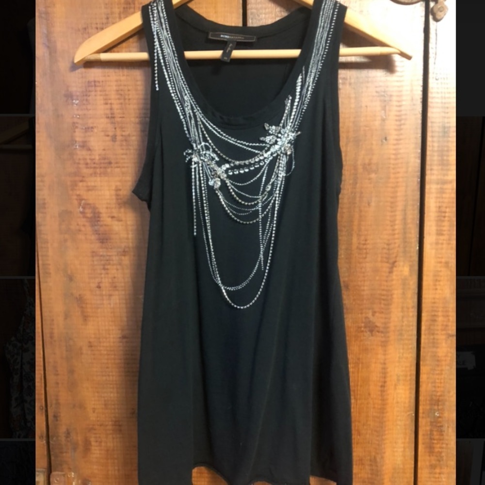 BCBG maxazria sleeveless black top with jewels